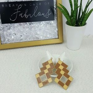Brown and tan geometric earrings